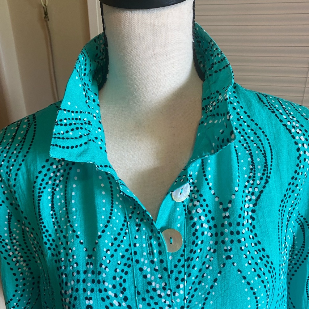 Ali Miles Turquoise Button-Down Shirt